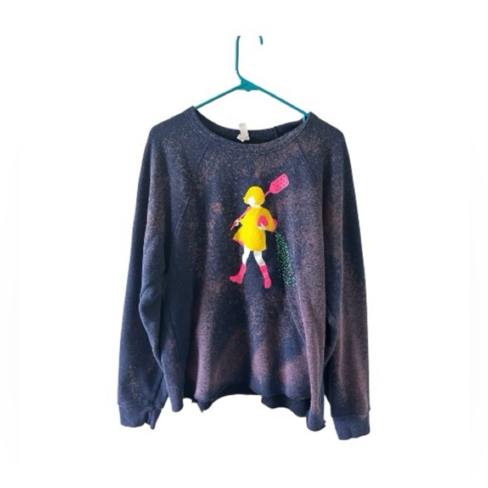 Bella Canvas XL Bleach Dyed Graphic Sweatshirt Oversized Pullover